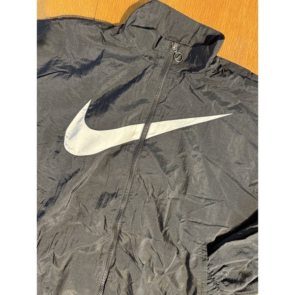 Nike Windbreaker Jacket Men's S Black Full Zip Big Swoosh Logo Vintage Style - Picture 1 of 10